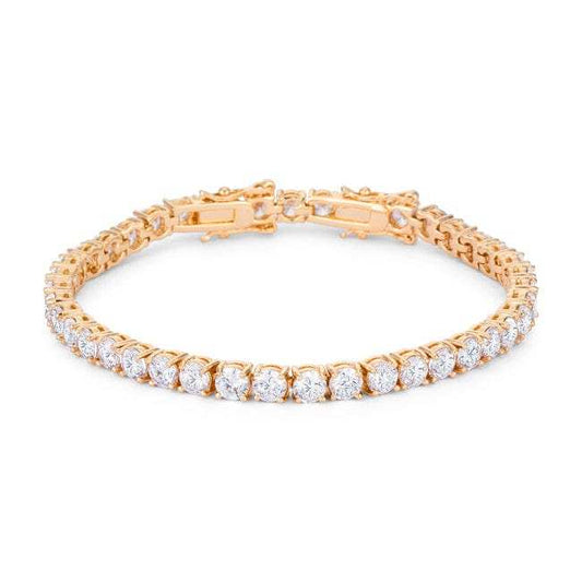 17.6 Ct Gold Plated Tennis Bracelet with Shimmering Round CZ - JGI - Flyclothing LLC