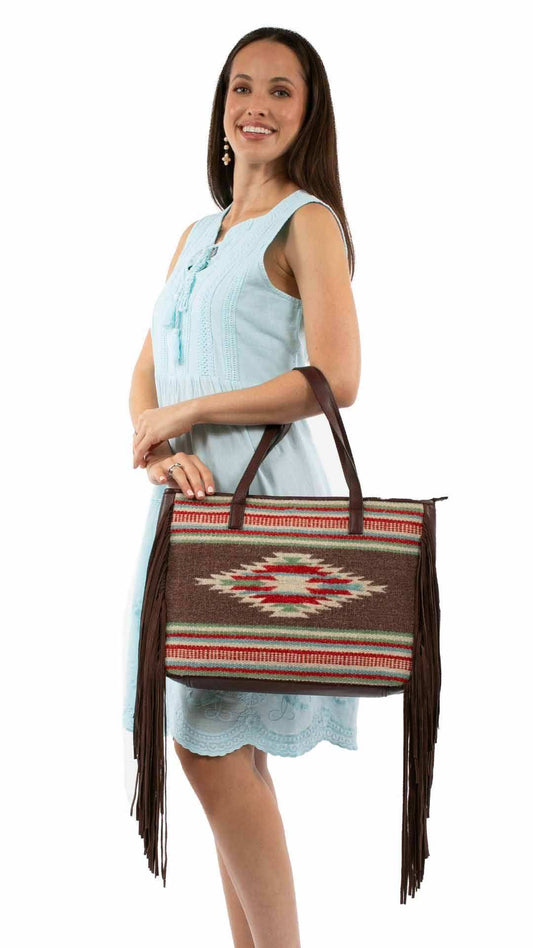 Scully Leather 50% Leather 50% Cotton Brown Messenger Fringe - Scully Leather - Flyclothing LLC