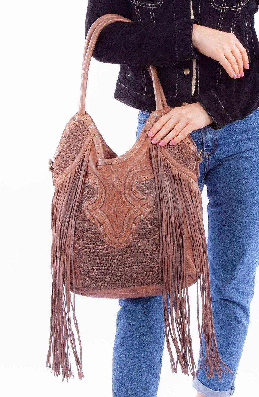 Scully Leather Brown Ladies Tassle Handbag - Scully Leather - Flyclothing LLC