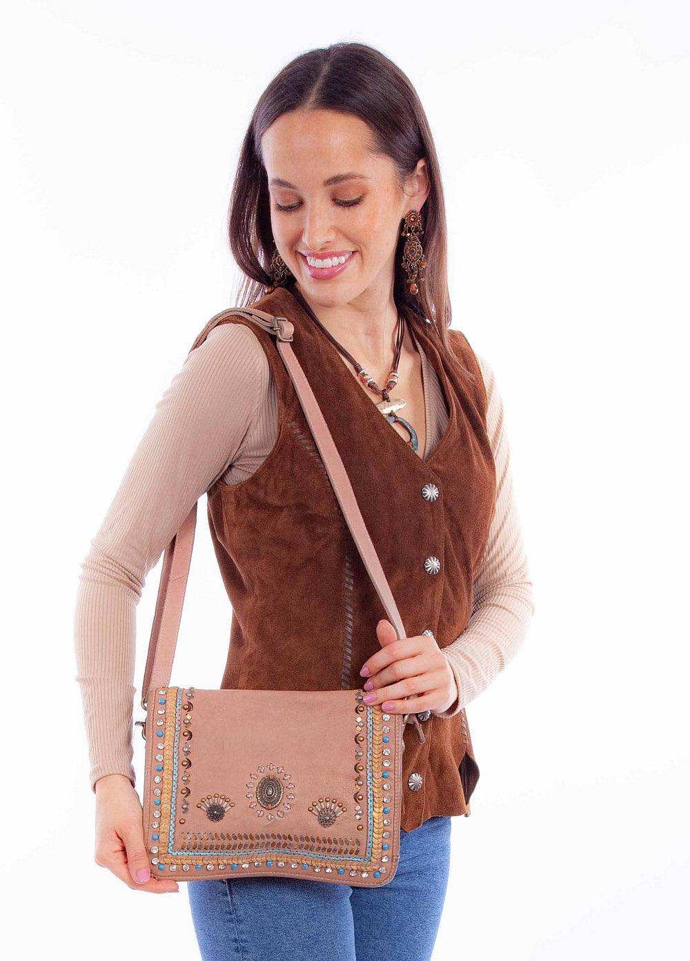 Scully Leather Sand Embellished Ladies Handbag - Scully Leather - Flyclothing LLC