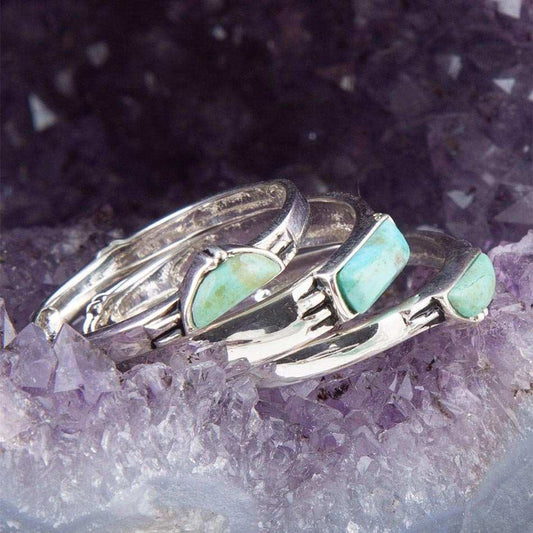 Triple Stack Shaped Turquoise and Sterling Silver Ring Set - Barse Jewelry - Flyclothing LLC