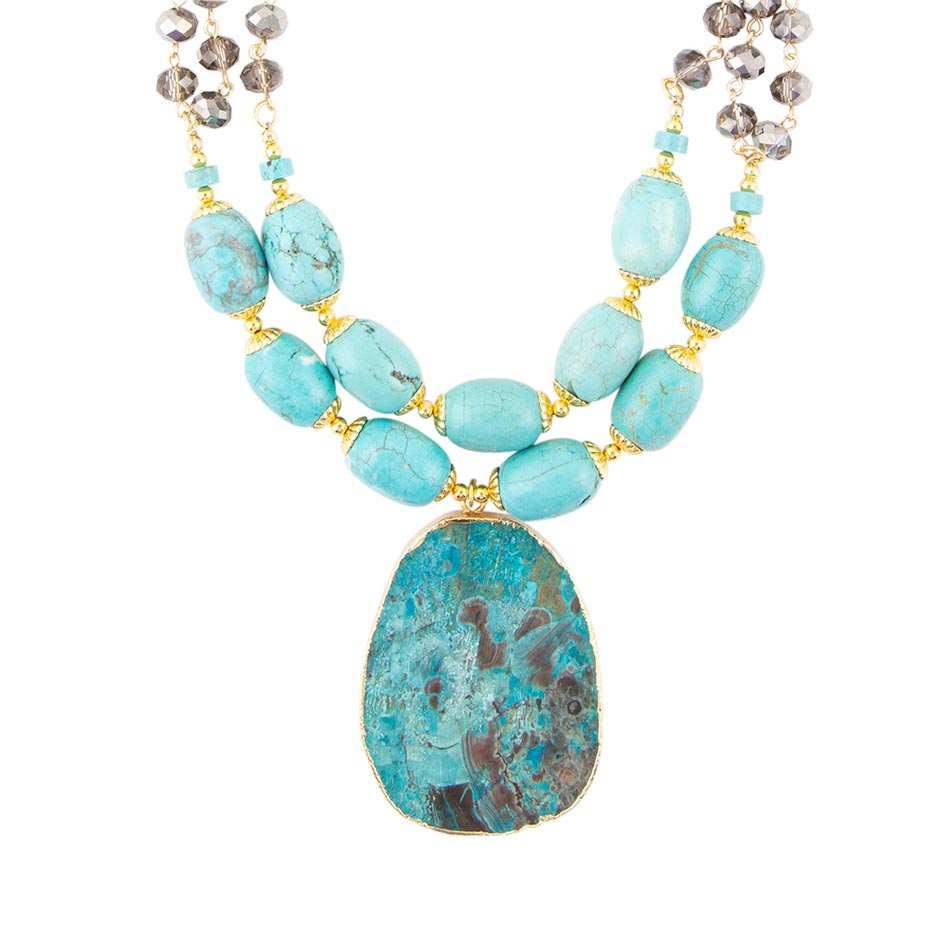 Baron Blue Turquoise Magnesite Pendant Statement Necklace - Barse Jewelry - Flyclothing LLC