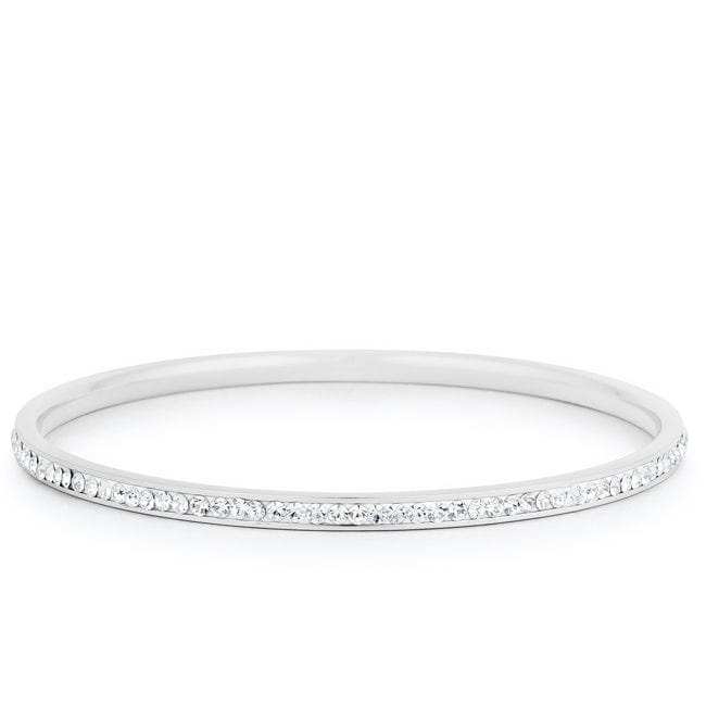 Simple Rhodium Plated Finish Crystal Bangle - JGI - Flyclothing LLC