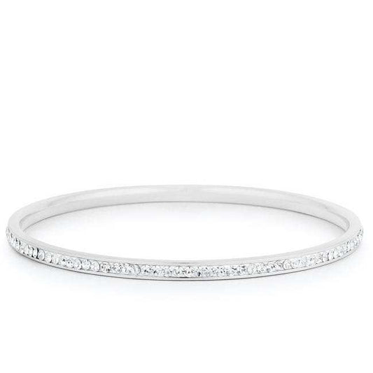 Simple Rhodium Plated Finish Crystal Bangle - JGI - Flyclothing LLC