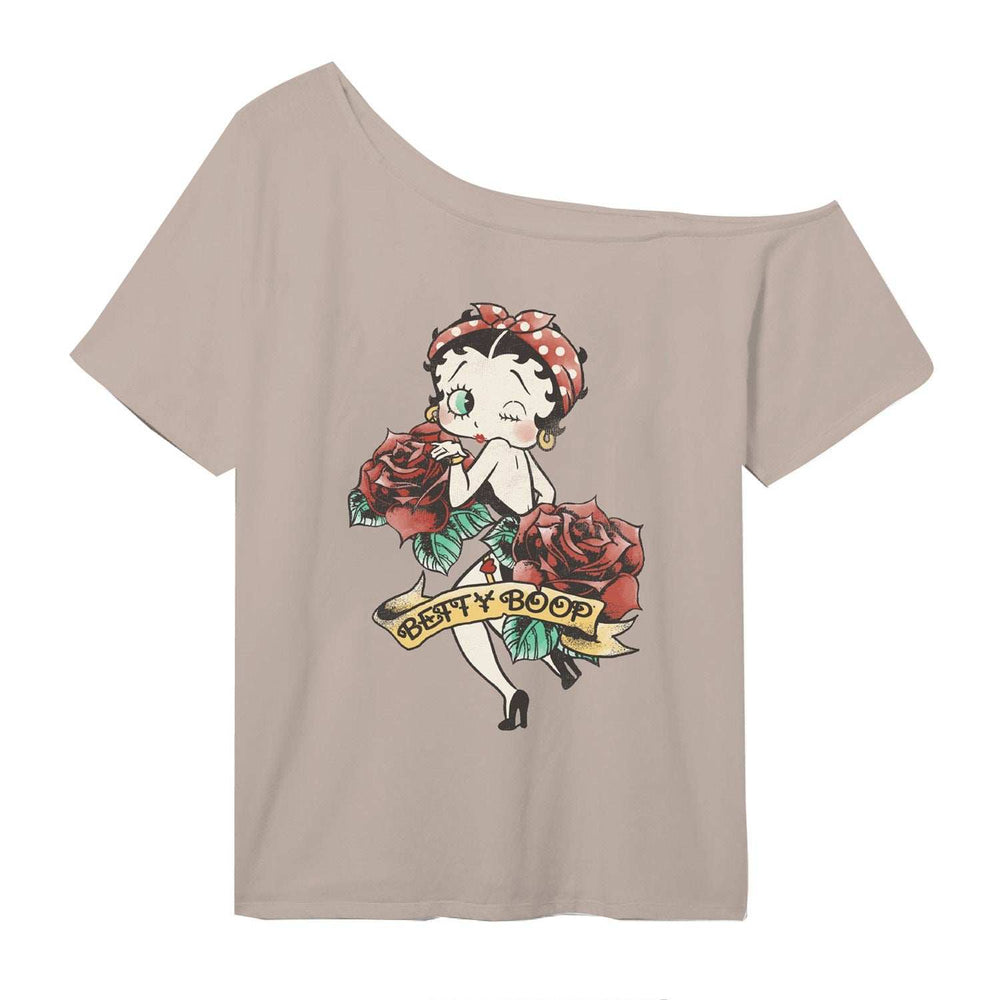 Betty Boop Rose Off The Shoulder Top - Betty Boop - Flyclothing LLC