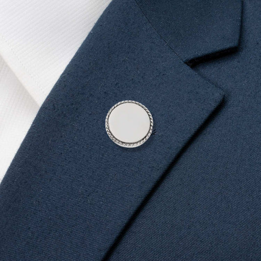 Stainless Steel Rope Border Round Engravable Lapel Pin - Cufflinks.com - Flyclothing LLC