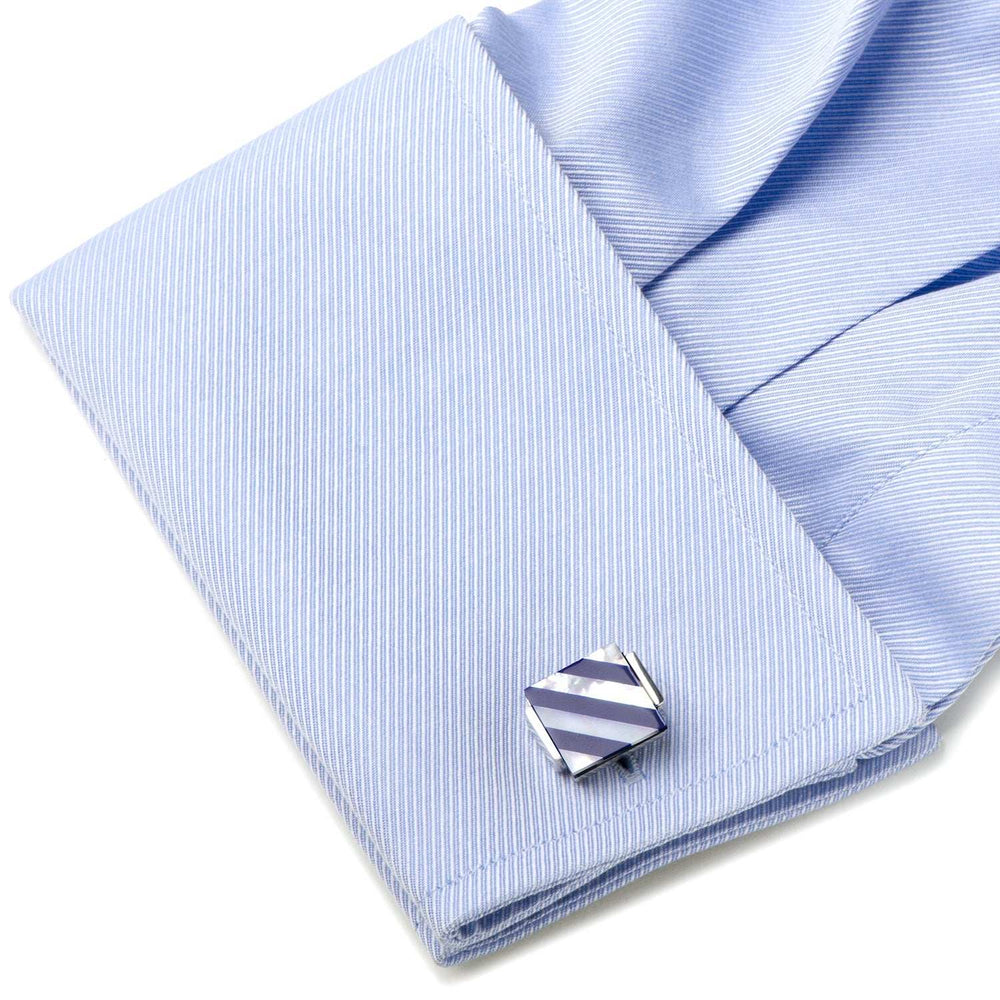 Floating Mother of Pearl Striped Cufflinks - Cufflinks.com - Flyclothing LLC