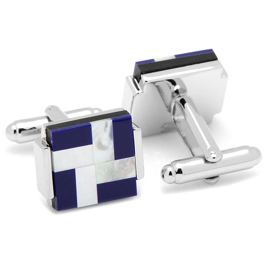 Mother of Pearl and Lapis Blue Windmill Square Cufflinks - Cufflinks.com - Flyclothing LLC