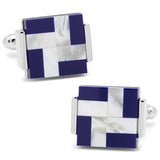 Mother of Pearl and Lapis Blue Windmill Square Cufflinks - Cufflinks.com - Flyclothing LLC
