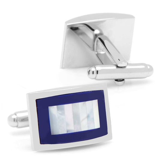 Mother of Pearl and Lapis Blue Key Cufflinks - Cufflinks.com - Flyclothing LLC