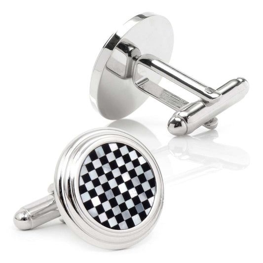 Onyx and Mother of Pearl Checker Step Cufflinks - Cufflinks.com - Flyclothing LLC