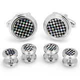Onyx and Mother of Pearl Checker 5-Stud Set - Cufflinks.com - Flyclothing LLC