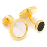 Double Sided Gold Mother of Pearl Round Beveled Cufflinks - Cufflinks.com - Flyclothing LLC