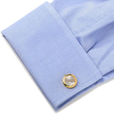 Double Sided Gold Mother of Pearl Round Beveled Cufflinks - Cufflinks.com - Flyclothing LLC
