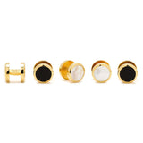 Double Sided Gold Mother of Pearl Round Beveled 5-Stud Set - Cufflinks.com - Flyclothing LLC