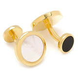 Double Sided Gold Mother of Pearl Round Beveled 5-Stud Set - Cufflinks.com - Flyclothing LLC