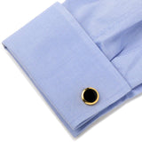 Double Sided Gold Onyx Round Beveled Cufflinks - Cufflinks.com - Flyclothing LLC