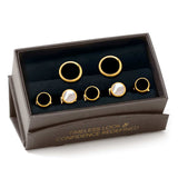 Double Sided Gold Onyx Round Beveled 5-Stud Set - Cufflinks.com - Flyclothing LLC