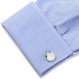 Double Sided Mother of Pearl Round Beveled Cufflinks - Cufflinks.com - Flyclothing LLC