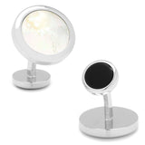 Double Sided Mother of Pearl Round Beveled Cufflinks - Cufflinks.com - Flyclothing LLC
