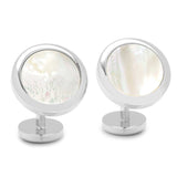 Double Sided Mother of Pearl Round Beveled 5-Stud Set - Cufflinks.com - Flyclothing LLC