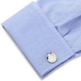 Double Sided Mother of Pearl Round Beveled 5-Stud Set - Cufflinks.com - Flyclothing LLC