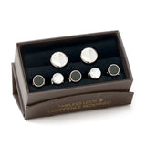 Double Sided Mother of Pearl Round Beveled 5-Stud Set - Cufflinks.com - Flyclothing LLC