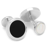 Double Sided Onyx Round Beveled Cufflinks - Cufflinks.com - Flyclothing LLC