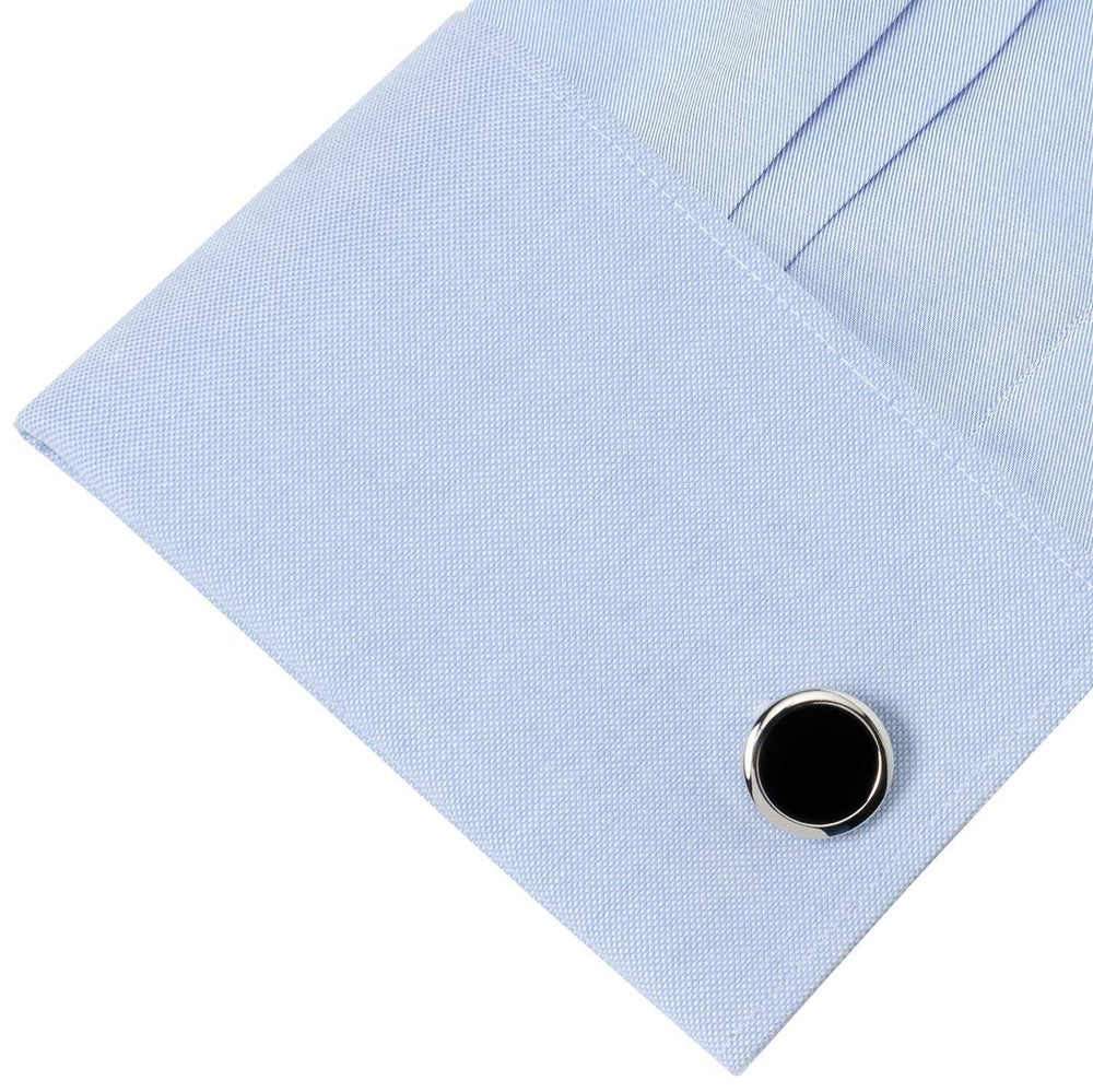 Double Sided Onyx Round Beveled Cufflinks - Cufflinks.com - Flyclothing LLC