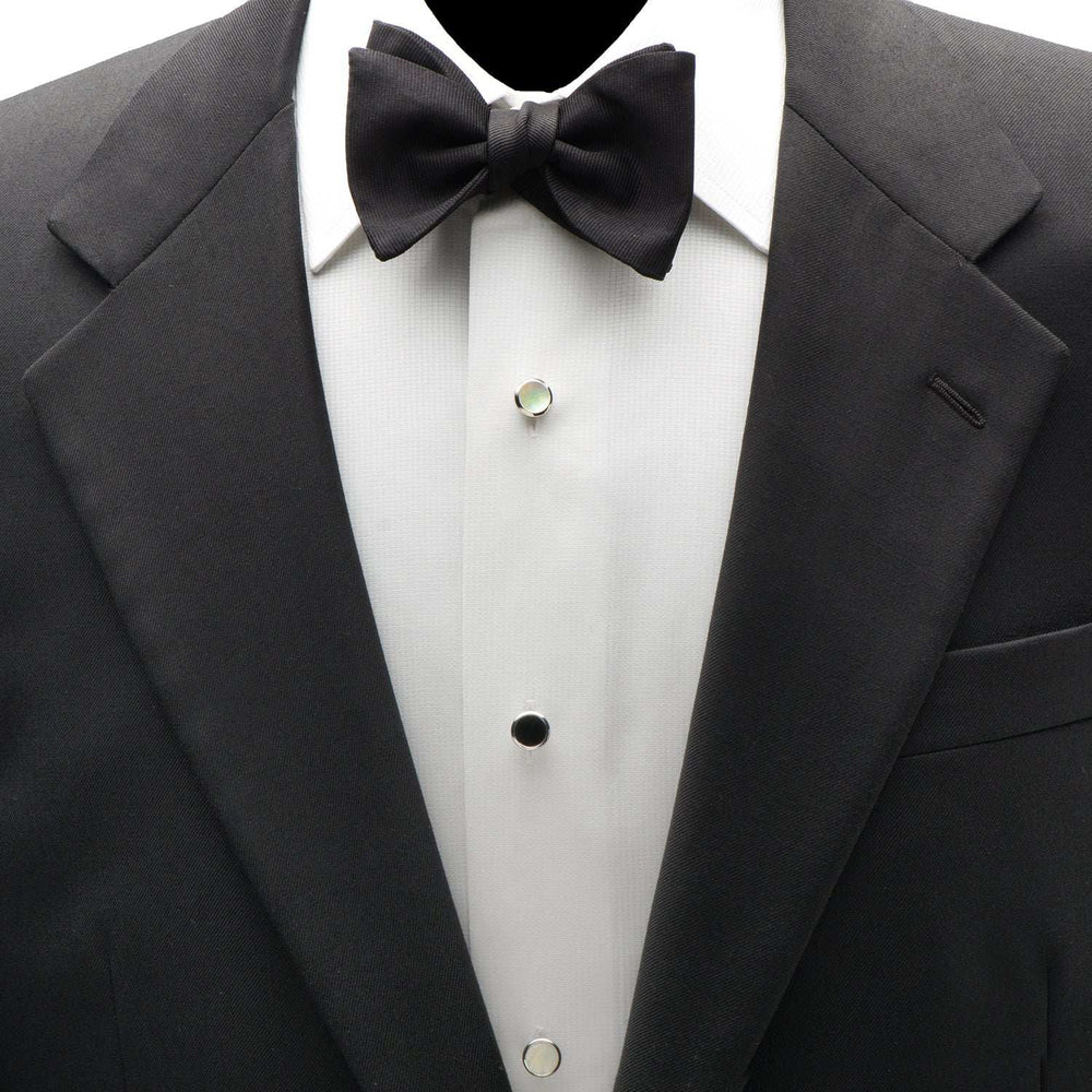 Double Sided Onyx Round Beveled 5-Stud Set - Cufflinks.com - Flyclothing LLC
