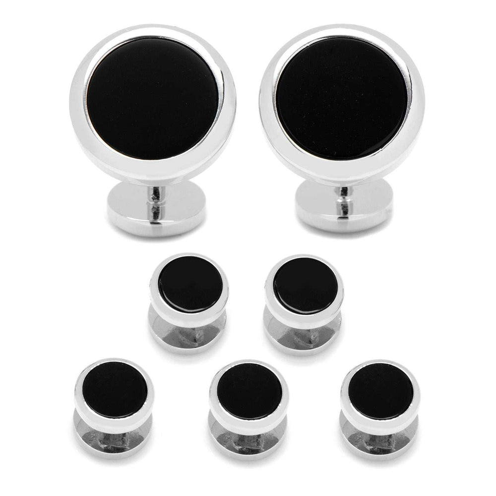 Double Sided Onyx Round Beveled 5-Stud Set - Cufflinks.com - Flyclothing LLC