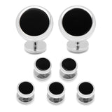 Double Sided Onyx Round Beveled 5-Stud Set - Cufflinks.com - Flyclothing LLC