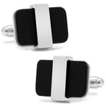 Silver Wrapped Onyx Cufflinks - Cufflinks.com - Flyclothing LLC