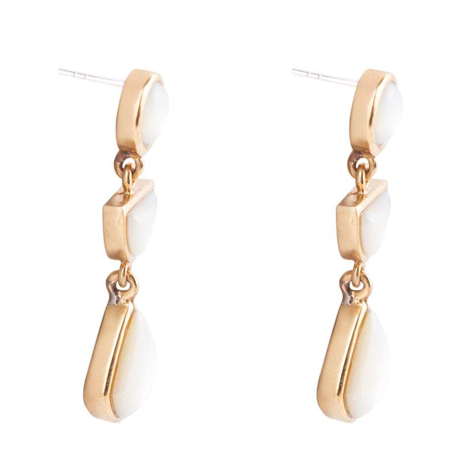 Shaped in White Mother of Pearl Golden Post Earrings - Barse Jewelry - Flyclothing LLC