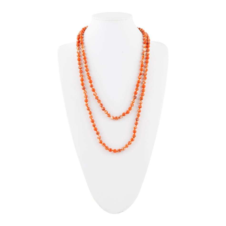 Immeasurable Bead Necklace - Polished Orange Jasper - Barse Jewelry - Flyclothing LLC