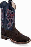 Old West Distress Foot Blue Crunch Shaft Children's Broad Square Toe Boots - Old West - Flyclothing LLC
