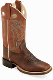 Old West Rugby Brown Foot Rusty Suede Shaft Children's Broad Square Toe Boots - Old West - Flyclothing LLC