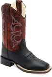 Old West Black Foot Burnt Red Shaft CHILDREN'S BROAD SQUARE TOE BOOTS - Old West - Flyclothing LLC