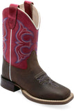 Old West Brown Foot Fuchsia Waxy Shaft CHILDREN'S BROAD SQUARE TOE BOOTS - Old West - Flyclothing LLC