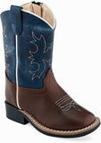 Old West Brown Foot Wipe Out Blue Shaft Toddler's Broad Square Toe Boots - Old West - Flyclothing LLC