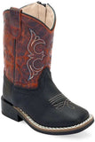 Old West Black Foot Burnt Red Shaft TODDLER'S BROAD SQUARE TOE BOOTS - Old West - Flyclothing LLC