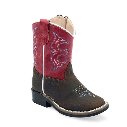 Old West Toddlers Brown Foot / Fuchsia Waxy Shaft Boot BSI1982 - Old West - Flyclothing LLC