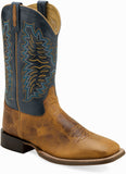 Old West Burnt Brown Foot Cactus Navy Shaft Men's Broad Square Toe Boots - Old West - Flyclothing LLC