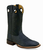 Old West Black Bull Hide Print Foot Black Shaft Men's Broad Square Toe Boots - Old West - Flyclothing LLC