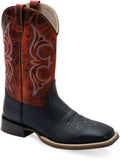 Old West Black Foot Burnt Red Shaft MEN'S BROAD SQUARE TOE BOOTS - Old West - Flyclothing LLC