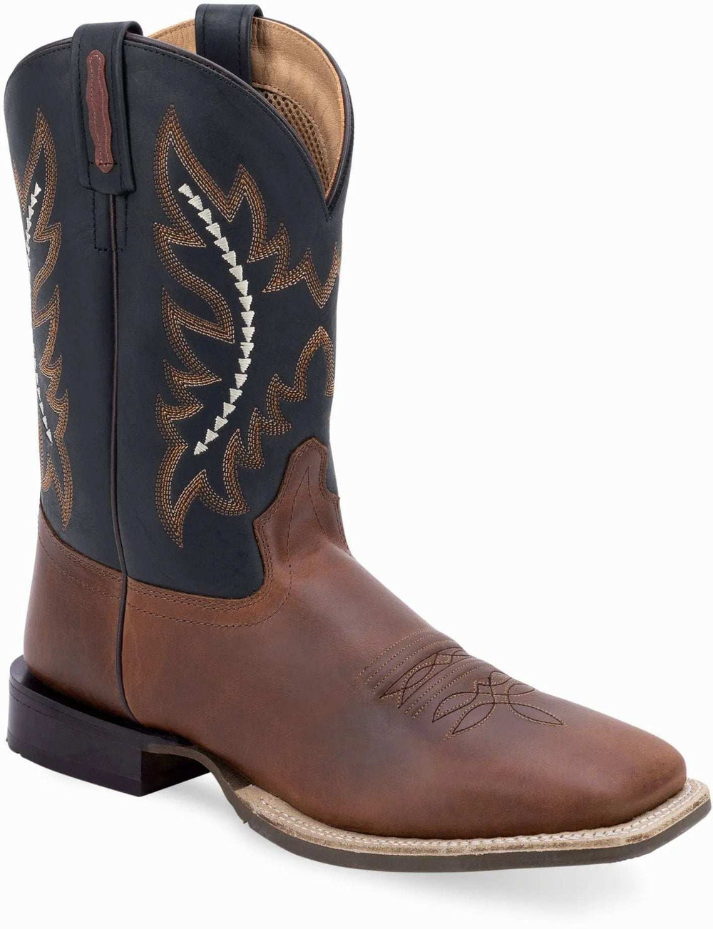 Old West Crazy Horse Light Brown Foot Black Canyon Shaft Men's Broad Square Toe Boots - Old West - Flyclothing LLC