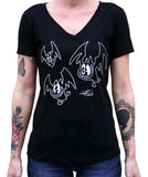 Black Market Art Company Batty Women's V-Neck T-Shirt - Black Market Art Company - Flyclothing LLC