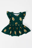 Baylor Green Bear Flutter Twirl Bodysuit