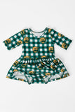 Baylor Plaid Bear 3/4 Sleeve Twirl Bodysuit