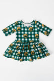 Baylor Plaid Bear 3/4 Sleeve Twirl Bodysuit